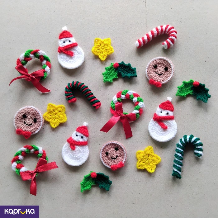 Crochet Christmas Tree Decorations Set