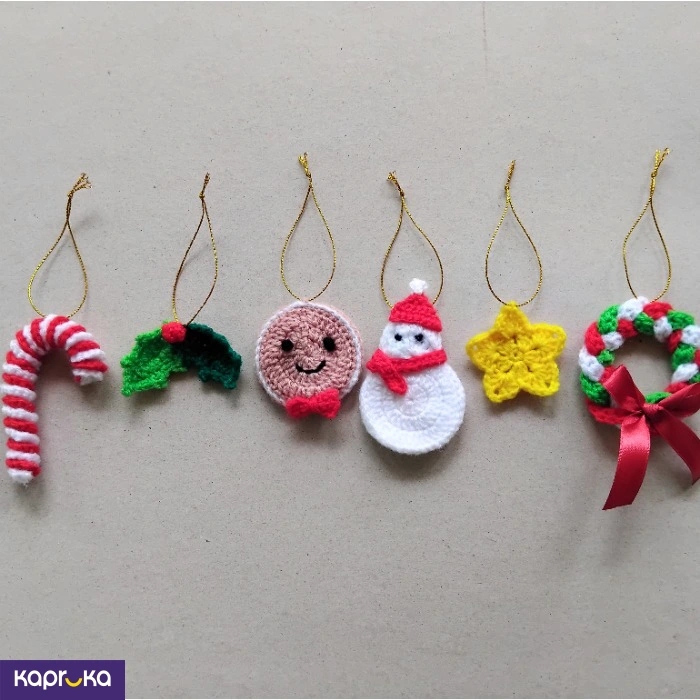 Crochet Christmas Tree Decorations Set