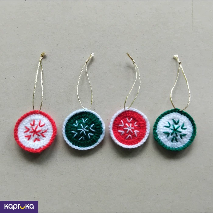 Crochet Christmas Tree Decorations Set