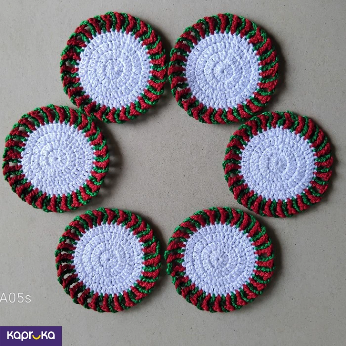 Crochet Christmas Coasters Set Of 6