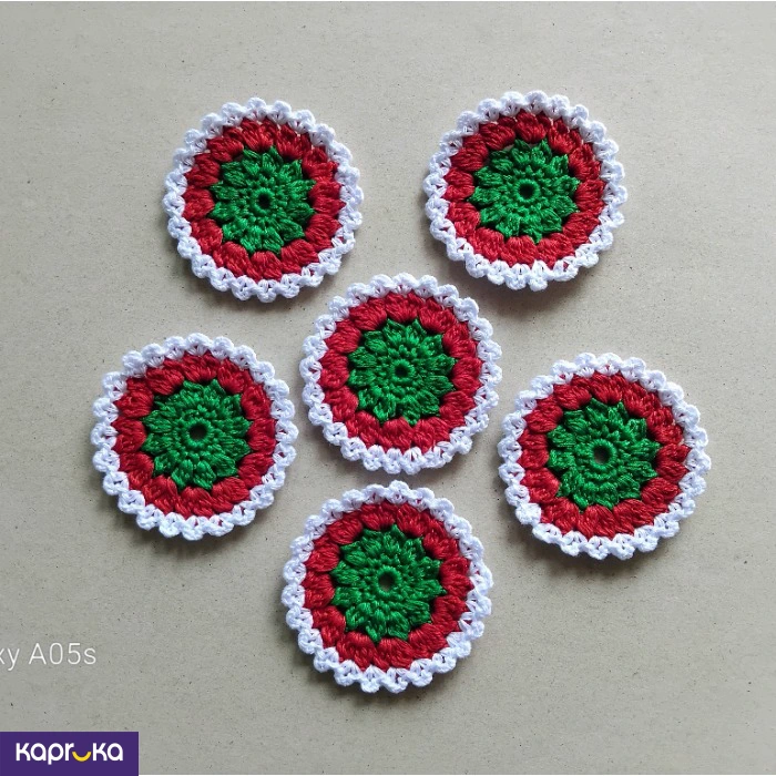 Crochet Christmas Coasters Set Of 6