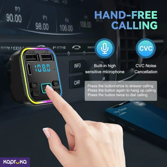 Car Bluetooth Fm Transmitter With Rgb Light