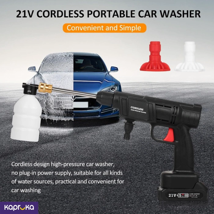 Cordless Pressure Washer 21v Electric High Pressure Cleaner 24 Bar Car Washing Machine