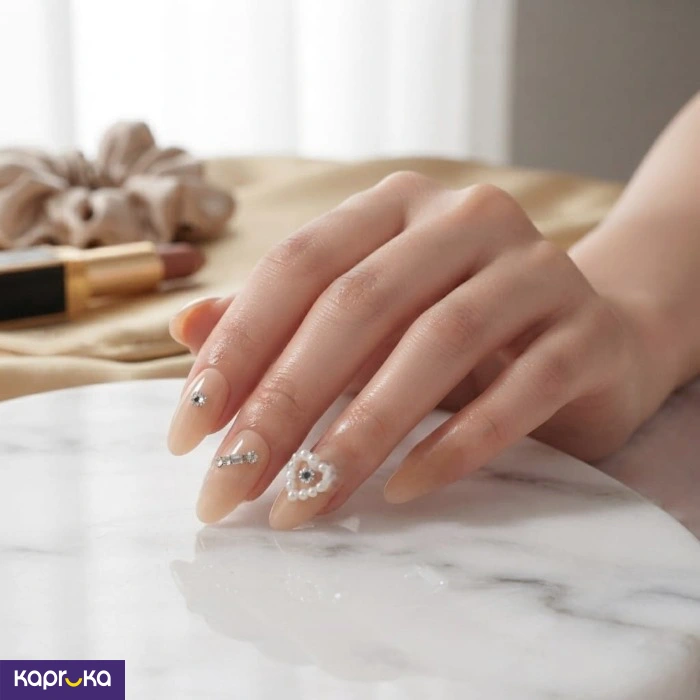 Rhinestones And Pearls 12pcs Reusable Luxury Fake Nails