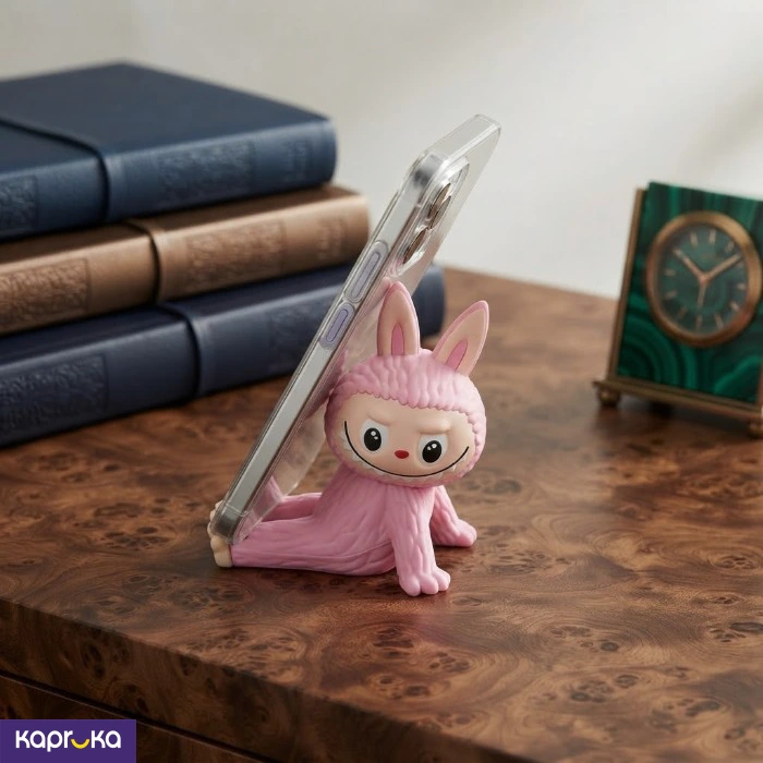 Cute Pink Labubu Phone Stand Holder Kawaii Cartoon Phone Dock For Desk