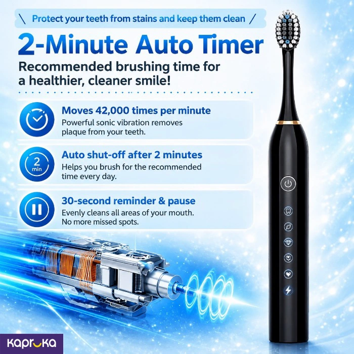 Sonic Electric Toothbrush Usb Rechargeable 6 Cleaning Modes 4 Brush Heads Smart Timer Ipx7