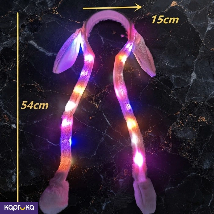 Led Bunny Ear Headband With Moving Ears Cute Plush Rabbit Ear Hat With Lights For Kids And Adults