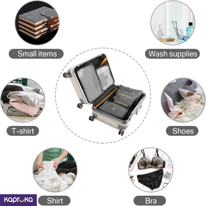 6pcs Packing Cubes For Travel Luggage Organiser Bag Compression Pouches Clothes Suitcase