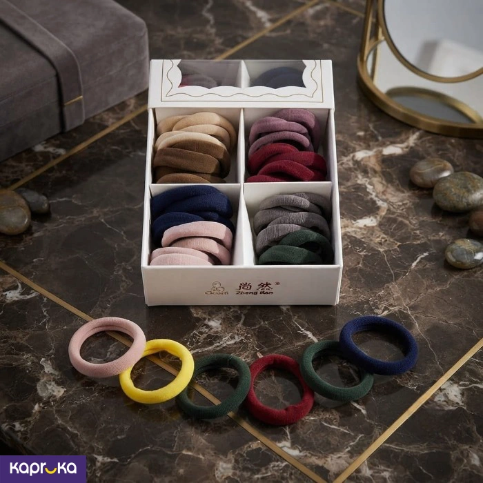 Wool Hair Ties For Women 60pc 3cm Soft Fabric Elastic Hair Bands 12 Colors 5 Each