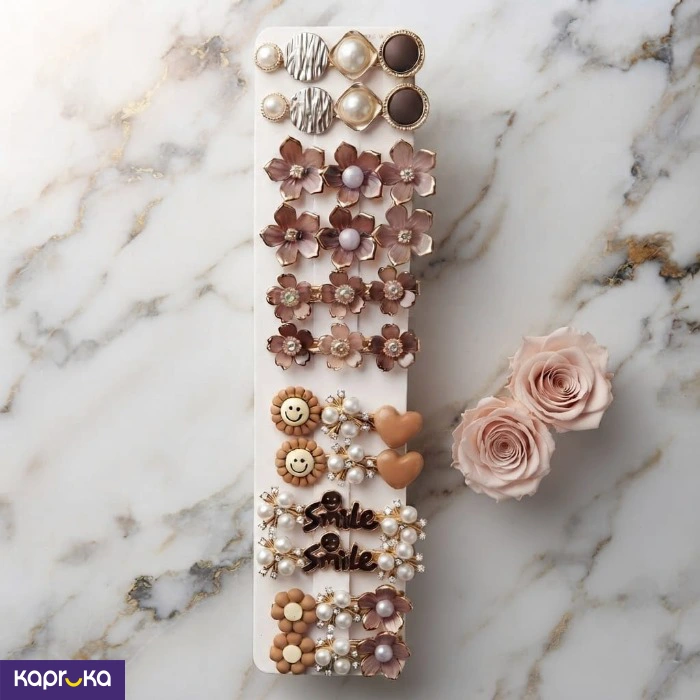 6 Pairs Elegant Hair Clips For Girls Faux Pearl And Gold Colour Tone Hair Barrettes Set