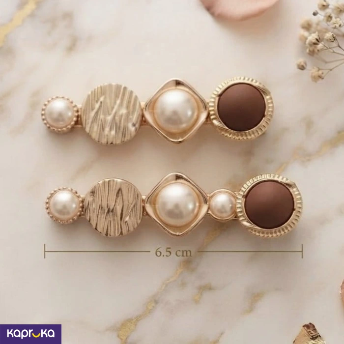 6 Pairs Elegant Hair Clips For Girls Faux Pearl And Gold Colour Tone Hair Barrettes Set