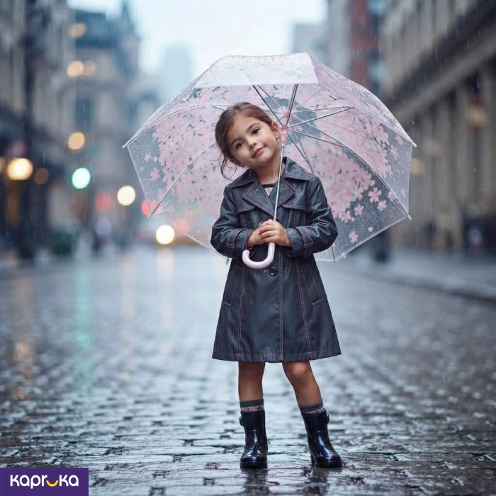 Clear Dome Umbrella For Kids Sakura Pink Flower Print