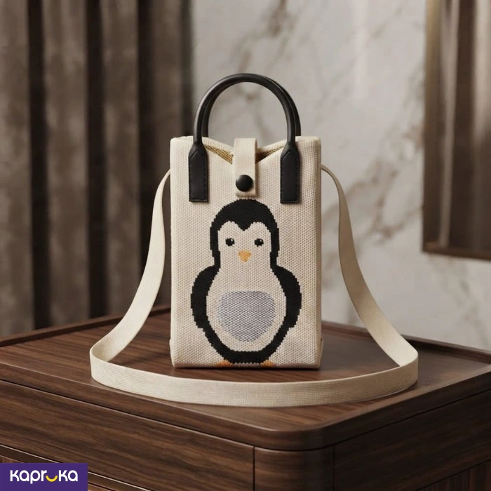 Cute Penguin Knitted Crossbody Bag For Women Girls Mini Handbag With Shoulder Strap