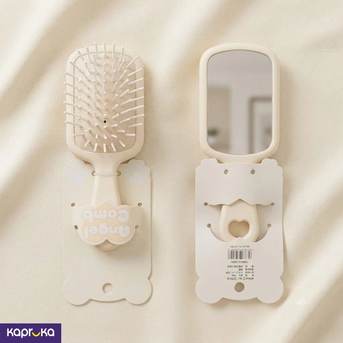 Mini Travel Hair Brush With Mirror 2 In 1 Portable Detangling Comb