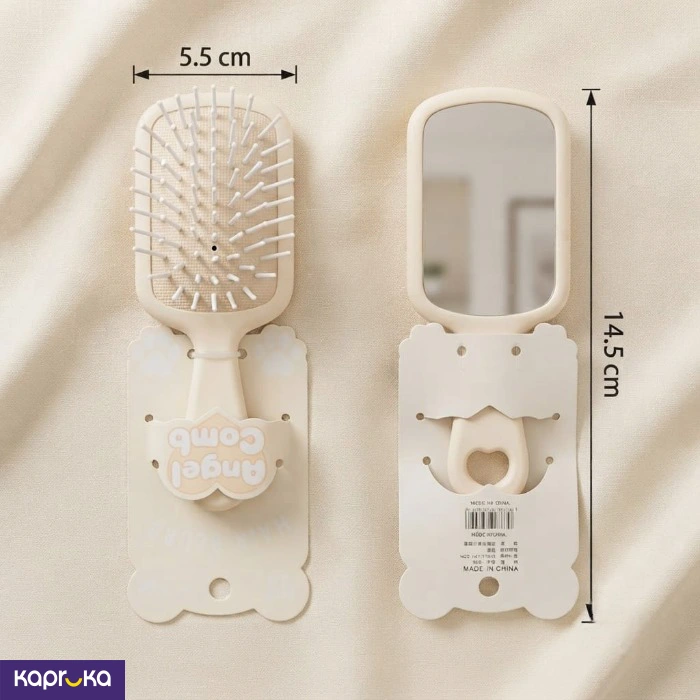 Mini Travel Hair Brush With Mirror 2 In 1 Portable Detangling Comb