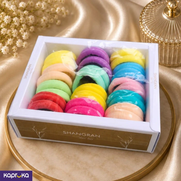 Baby Girl Hair Ties 24pcs Set 3cm Soft Fabric Elastic Ponytail Holders In Box