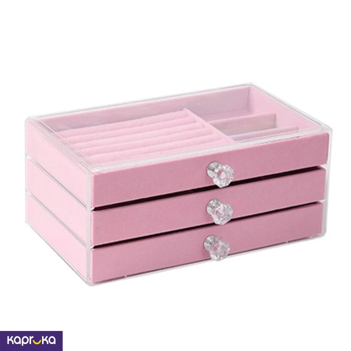 3 Tier Velvet Jewelry Organizer Stackable Jewelry Storage Case With Drawers