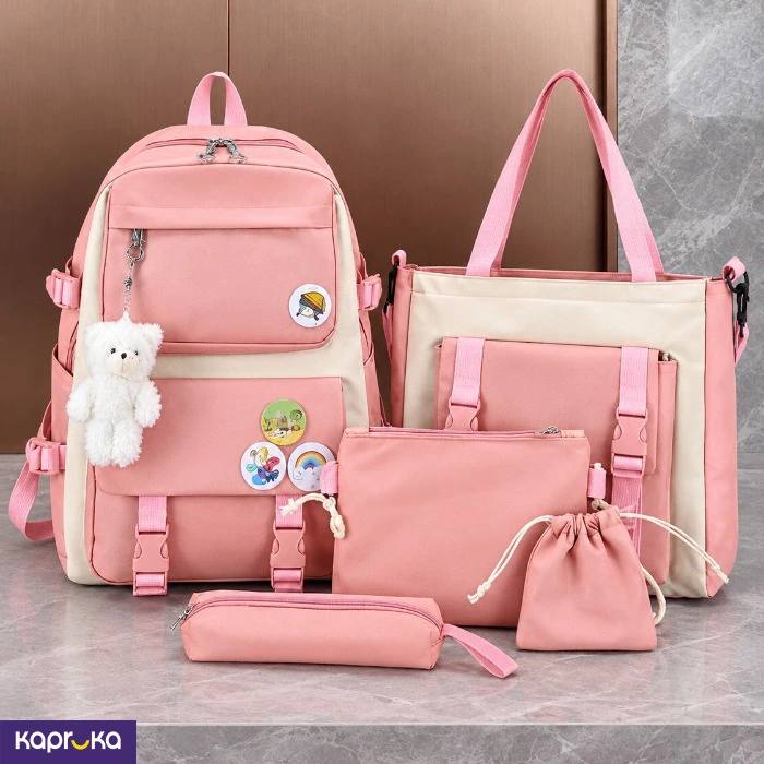 5 In 1 Pink Backpack Set For Girls