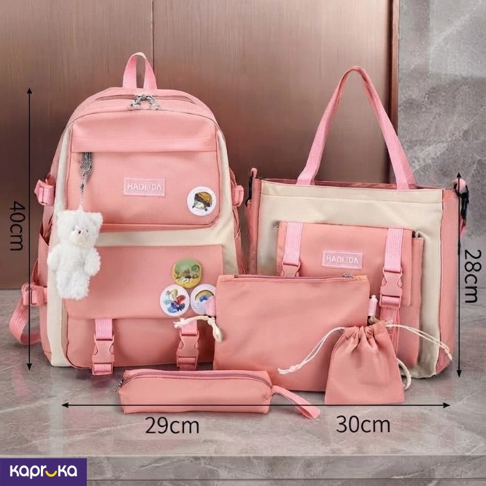 5 In 1 Pink Backpack Set For Girls