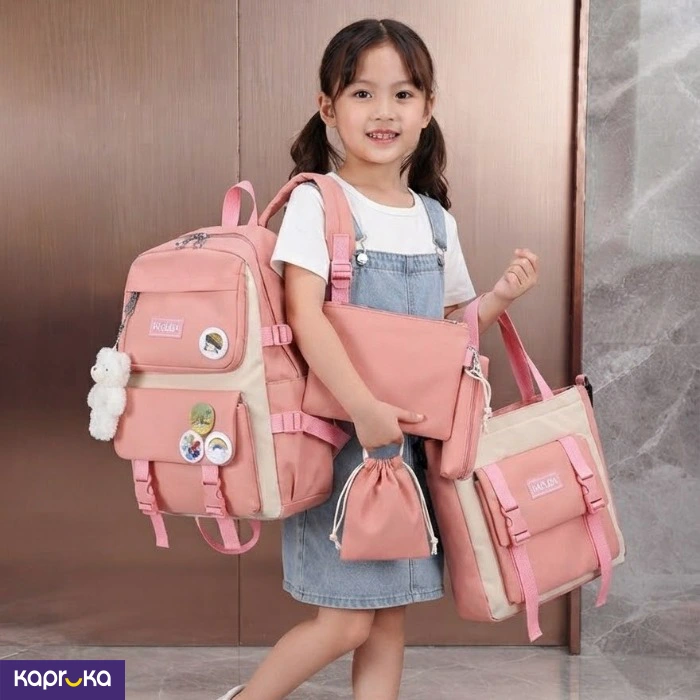 5 In 1 Pink Backpack Set For Girls