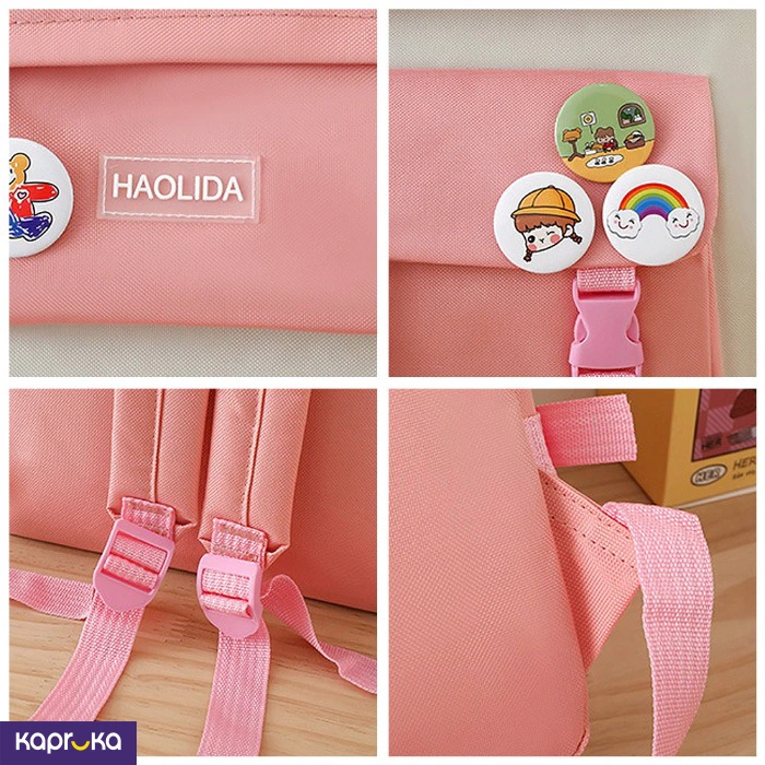 5 In 1 Pink Backpack Set For Girls