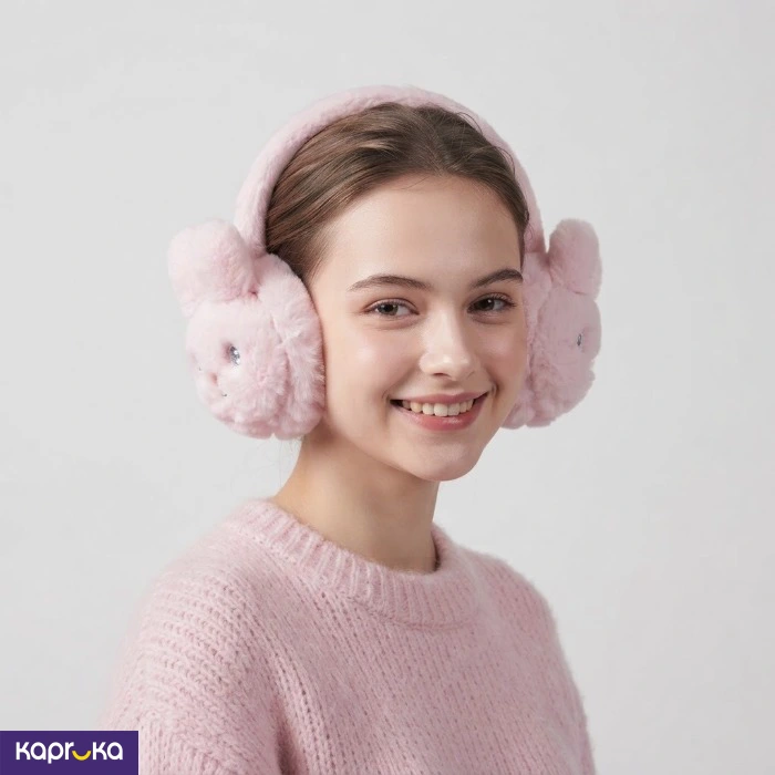 Winter Woolen Earmuffs For Women And Girls Soft Furry Ear Warmer With Cute Bunny Design