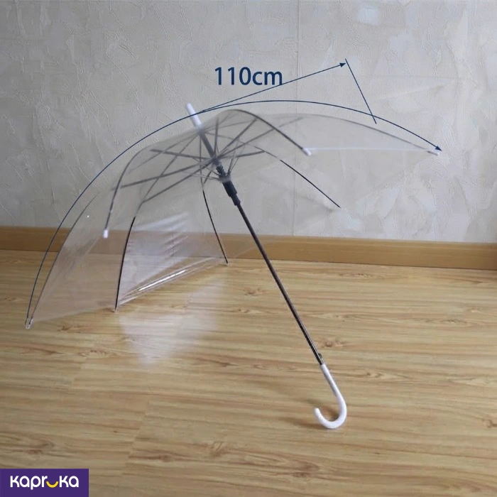 Transparent Clear Umbrella 110cm Waterproof Bubble Umbrella With J Hook Handle