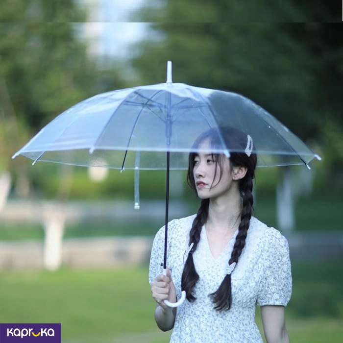 Transparent Clear Umbrella 110cm Waterproof Bubble Umbrella With J Hook Handle