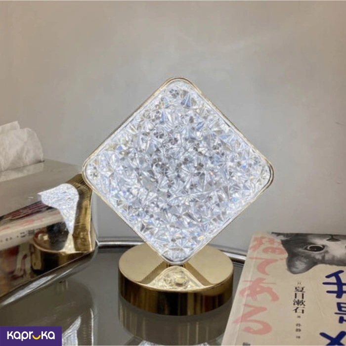 Square Shape Crystal Lamp Cordless Luxury Lamp Usb Rechargeable