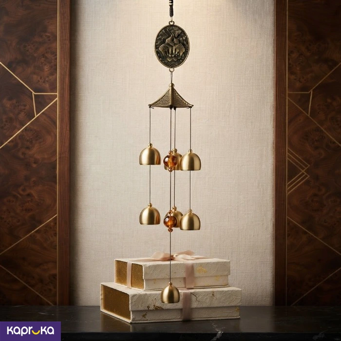 Vintage Brass Wind Chime With 7 Bells 52cm Antique Metal Hanging Chime