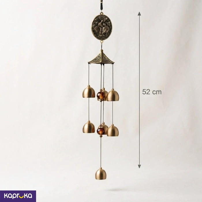 Vintage Brass Wind Chime With 7 Bells 52cm Antique Metal Hanging Chime