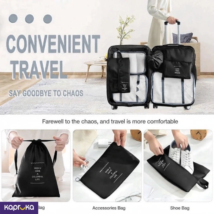 7 Piece Travel Packing Cubes Set Luggage Organizers