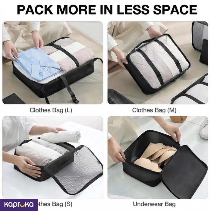 7 Piece Travel Packing Cubes Set Luggage Organizers