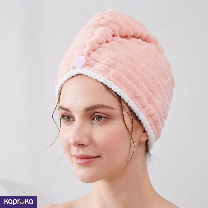 Hair Towel Wrap Quick Dry Hair Turban Towel With Button Super Absorbent
