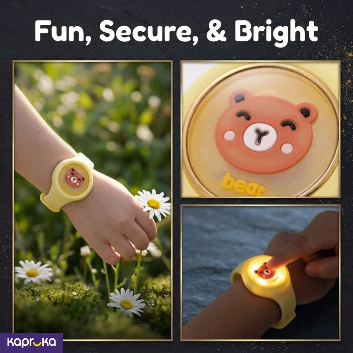 Kids Led Mosquito Repellent Wristband With Cartoon Animal Design