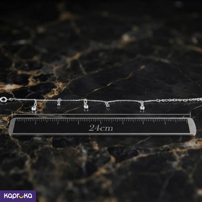 Silver Colour Tone Artificial Crystal Anklet For Women
