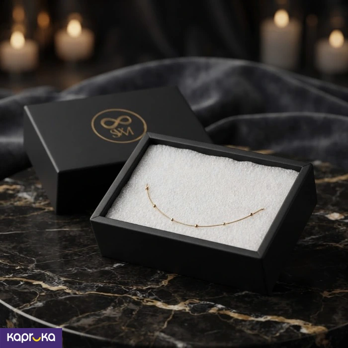 25cm Gold Colour Tone Beaded Anklet For Women With Gift Box