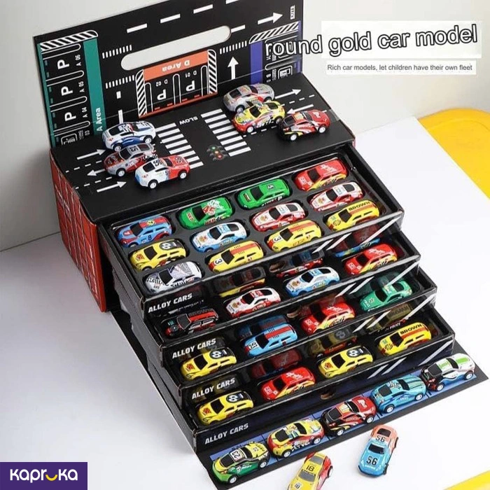 48 Pcs Mini Pull Back Cars Set 2 In 1 Storage Box And Racing Map Battery Free Friction Powered Toy