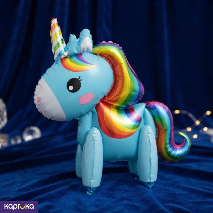 Standing Unicorn Foil Balloon Pastel Blue 59cm Large Rainbow Unicorn Balloon