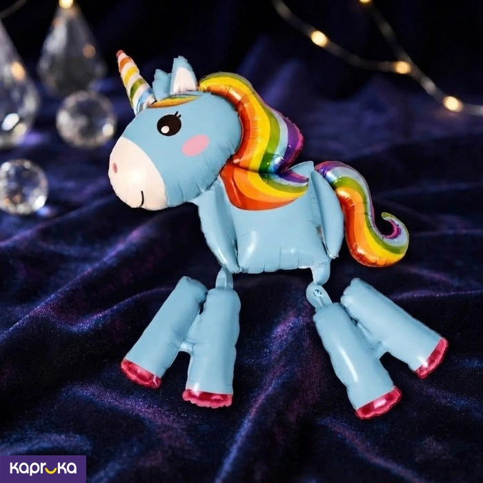 Standing Unicorn Foil Balloon Pastel Blue 59cm Large Rainbow Unicorn Balloon