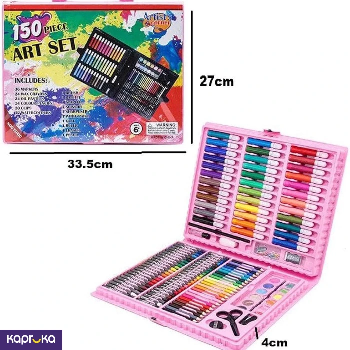 150 Pieces Art Set For Kids With Case Art And Craft Supplies Kit For Drawing And Painting Pink