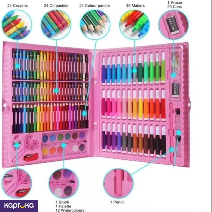 150 Pieces Art Set For Kids With Case Art And Craft Supplies Kit For Drawing And Painting Pink