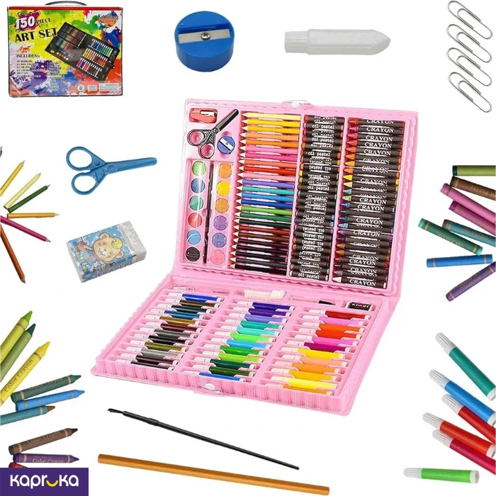 150 Pieces Art Set For Kids With Case Art And Craft Supplies Kit For Drawing And Painting Pink