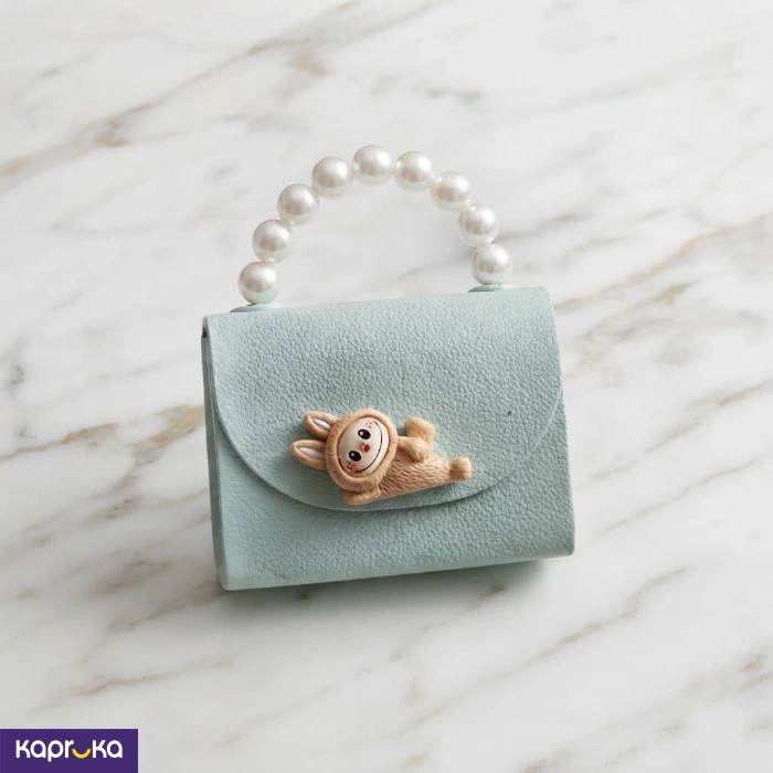 Kawaii Mini Purse Notebook Mint Green 7x6 Cm Pearl Handle Pocket Diary
