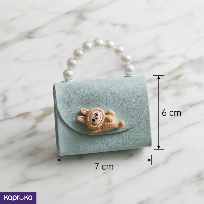 Kawaii Mini Purse Notebook Mint Green 7x6 Cm Pearl Handle Pocket Diary