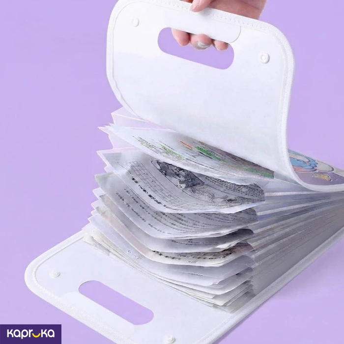 13 Pockets Expanding File Folder With Handle A4 Size Cute Mr Bear Document Organizer
