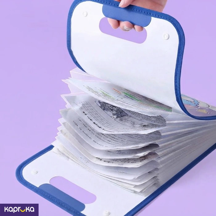 13 Pockets Expanding File Folder With Handle A4 Size Cute Space Design Document Organizer