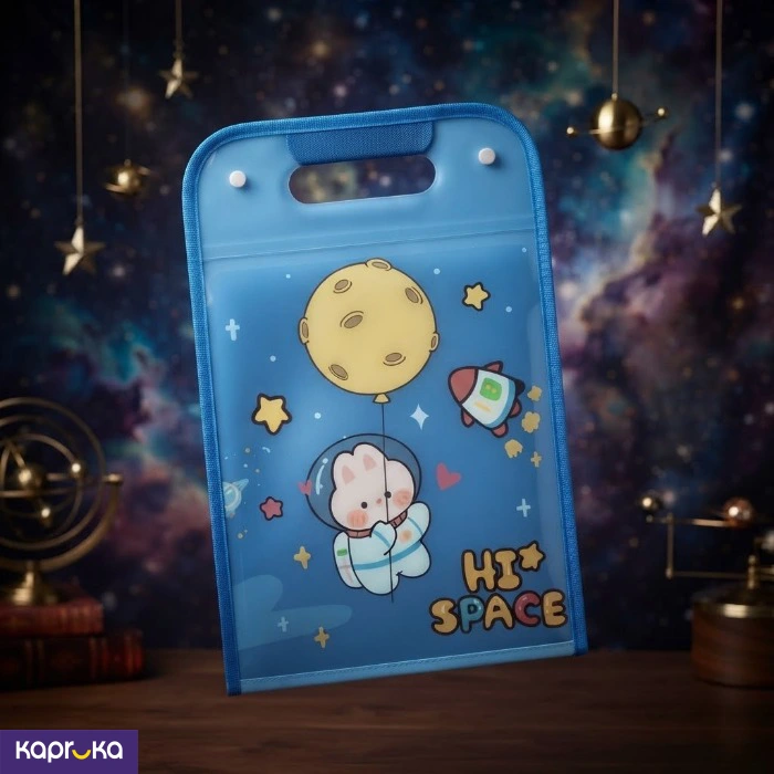 13 Pockets Expanding File Folder With Handle A4 Size Cute Space Design Document Organizer