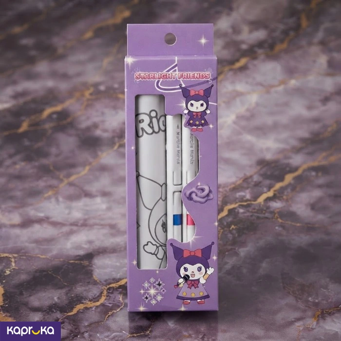 Kuromi Drawing Roll For Kids Coloring Paper Roll With 6 Acrylic Markers With Measurement Tape