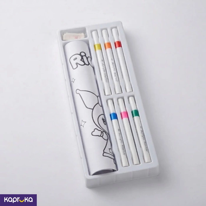 Kuromi Drawing Roll For Kids Coloring Paper Roll With 6 Acrylic Markers With Measurement Tape